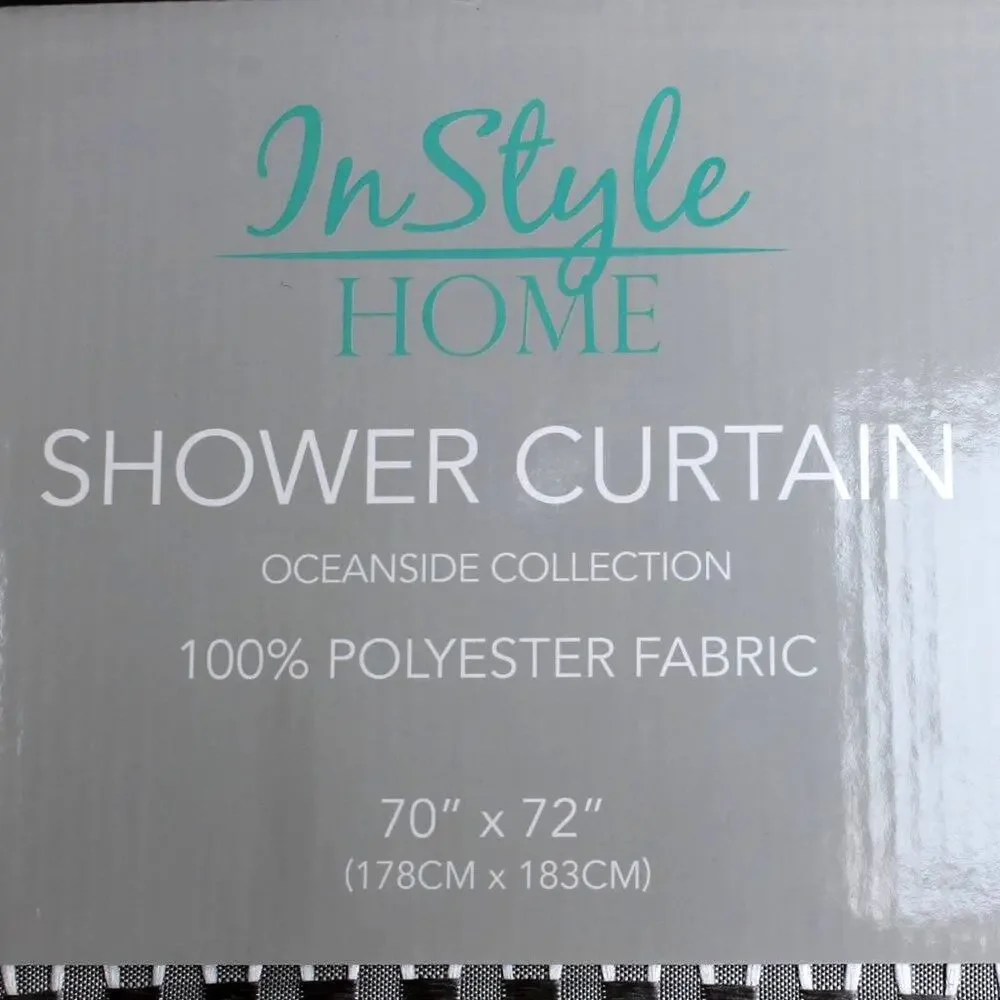 In Style Home Fabric Shower Curtain Basket Weave Oceanside Silver Gray Shimmer